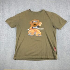 Members Only Mens Shirt‎ Large Green Embroidered Bad Vibes Short Sleeves Tee